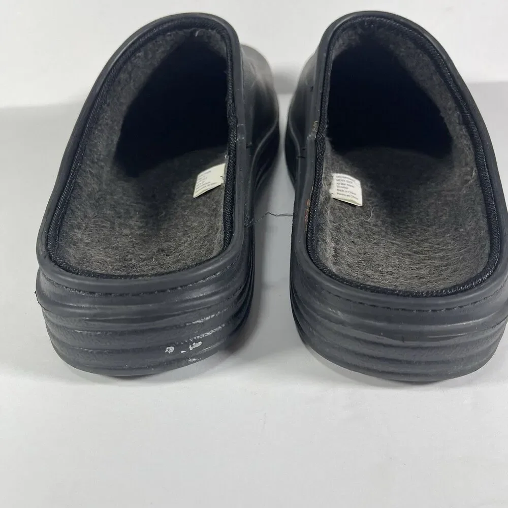SG Footwear Men's Size 11 Black Clog Slippers Fleece Lined Rubber Sole